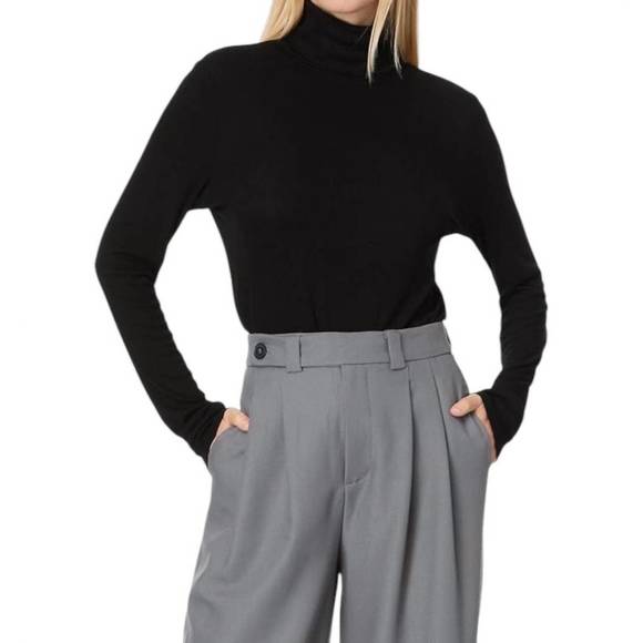 NEW MICHAEL STARS tara turtleneck tee in black - Picture 1 of 2